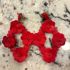Jcrew red sequin earrings